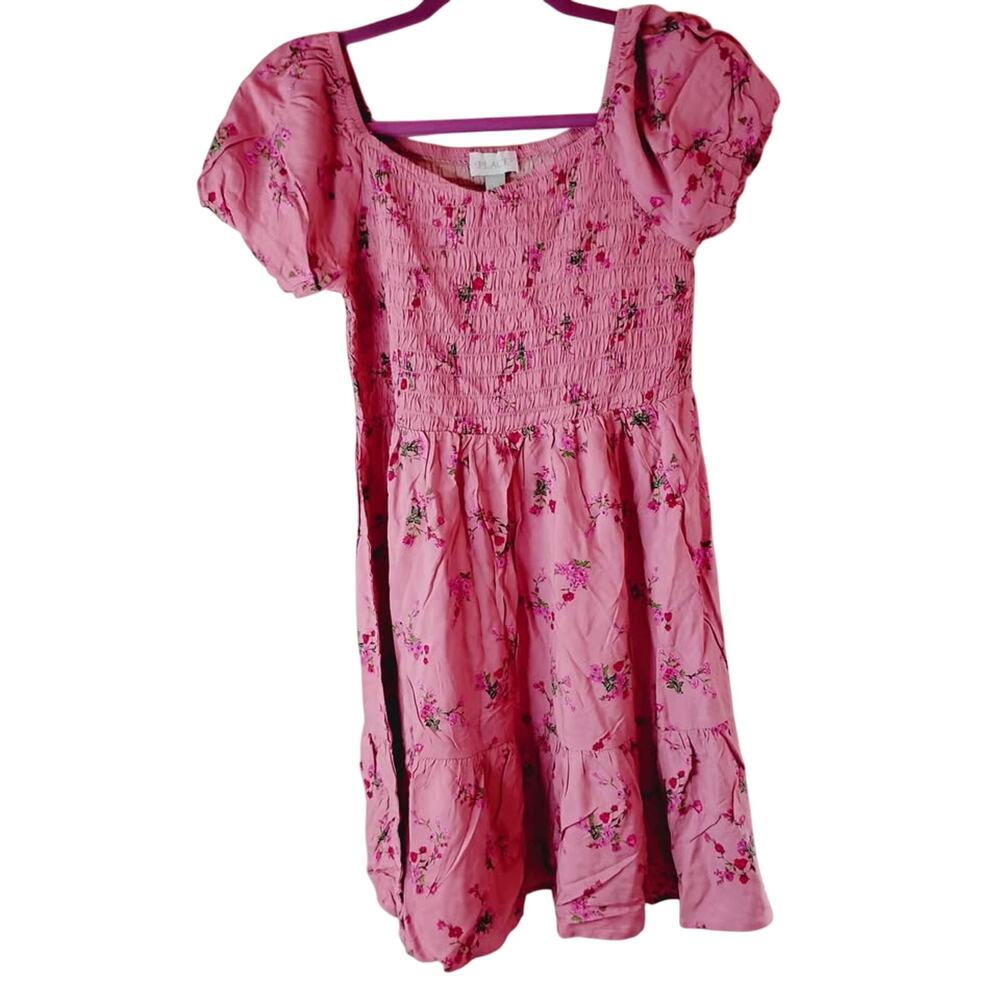NWT Children's Place Girls XXL Size 16 Dress Pink Red Floral Smocked Babydoll